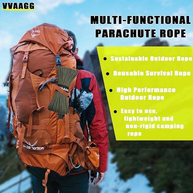 VVAAGG 1000 Paracord Rope, 50ft 12 Strand Parachute Cord - Image 5