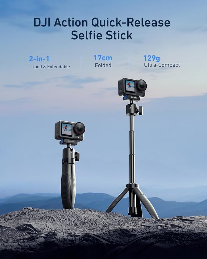 TELESIN 40cm/15.7'' Mini Selfie Stick Tripod, Magnetic Quick Release Selfie - Image 8