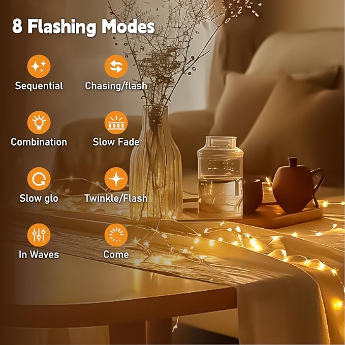 HXWEIYE Rechargeable Fairy Lights Battery Operated, DIY Timer & 8 Modes - Image 8