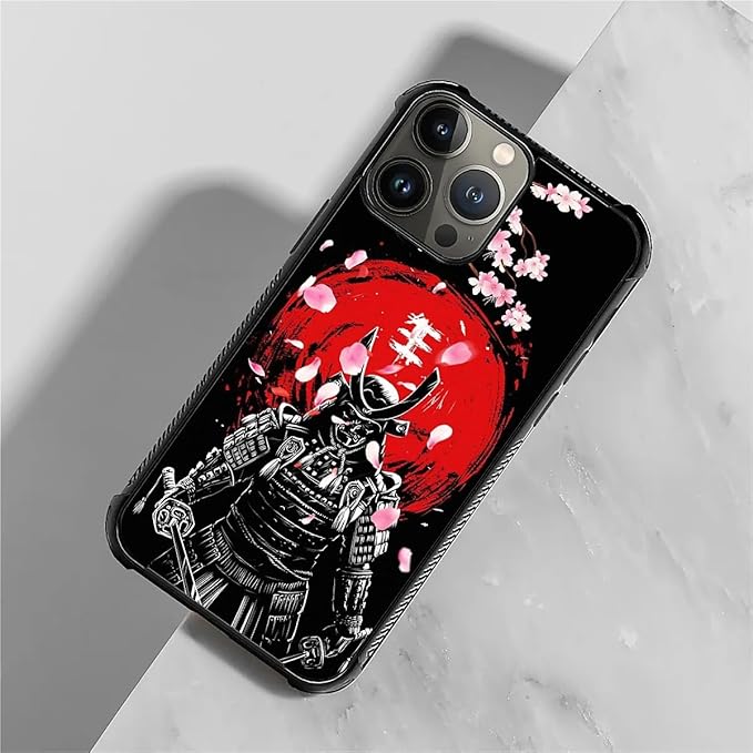 for iPhone 15 Pro Case, Sakura Japanese Samurai Pattern Graphic Design Girl Boy - Image 3