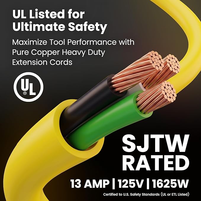 GEARit 100 Ft Extension Cords 14/3 Gauge Outdoor/Indoor SJTW 14 AWG 3 Prong - Image 2