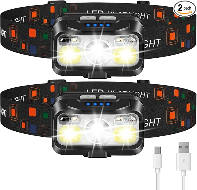 LHKNL Headlamp Rechargeable, Lumen Super Bright Motion Sensor Head Lamp by LHKNLHOME