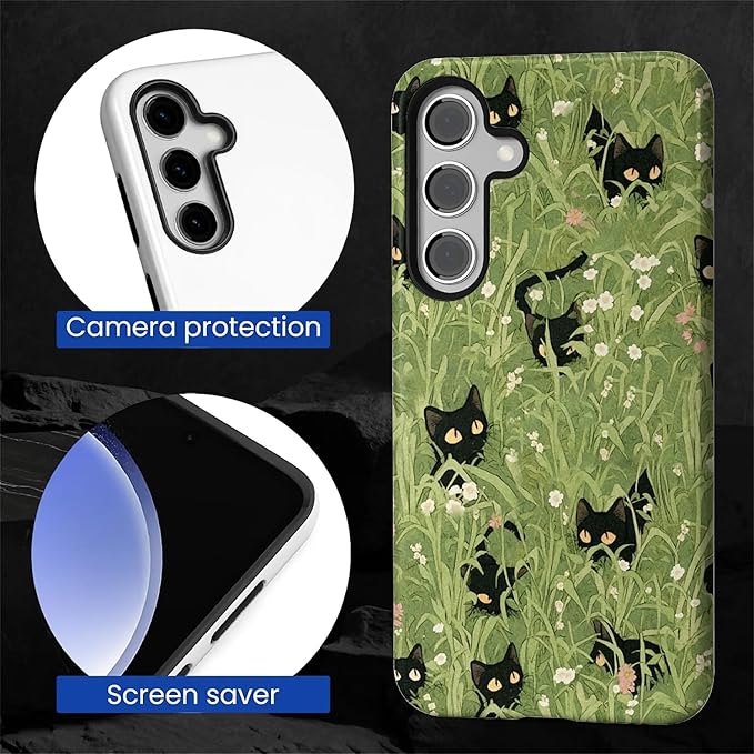 for Samsung Galaxy S23 FE Case, HL2 Grass Cat Hybrid 2 Layer Hard Shell - Image 4