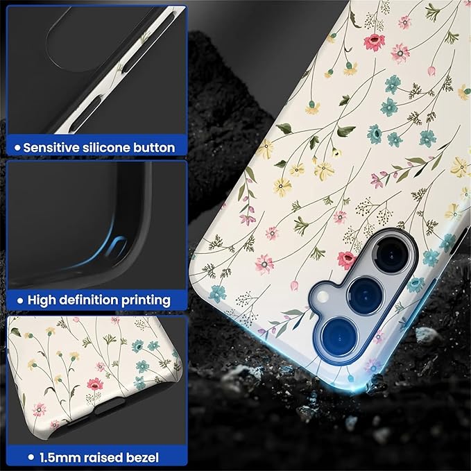 for Samsung Galaxy S23 FE Case, HL2 Beige Flower Branch Hybrid 2 Layer Hard - Image 3