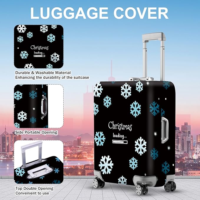 ANNA QUEEN Christmas Loading Luggage Cover, Funny Snowflake Design Suitcase - Image 3