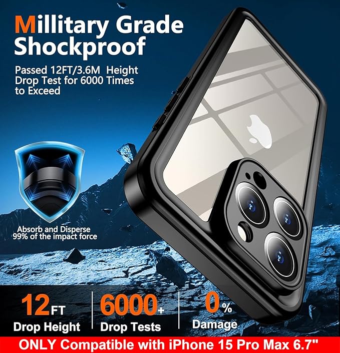 SPIDERCASE Only Designed for iPhone 15 Pro Max Case Waterproof, Built-in Lens & - Image 4