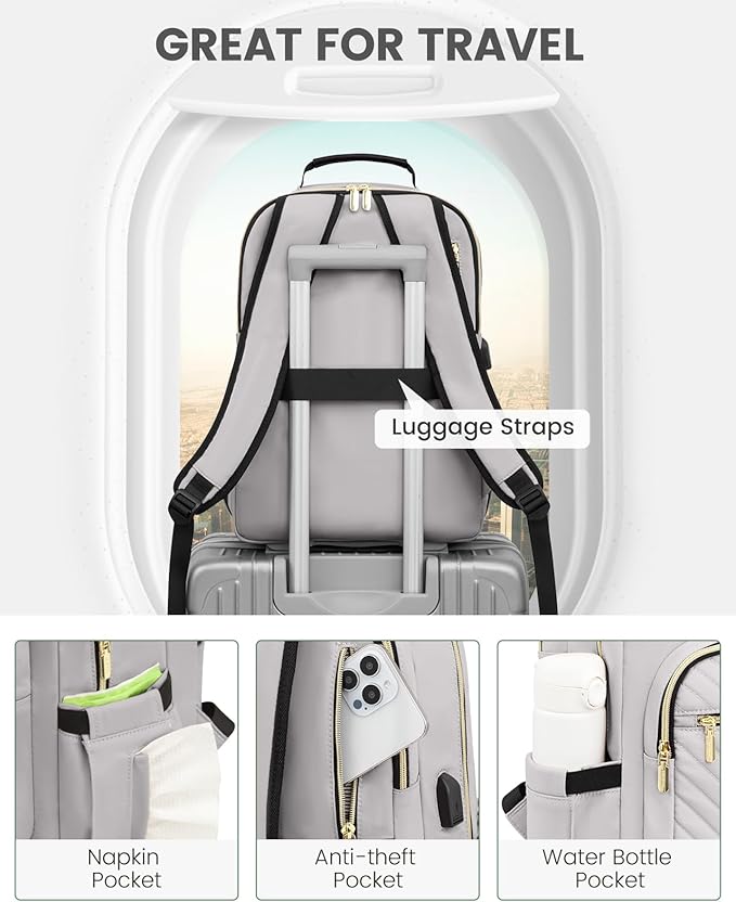 LOVEVOOK Laptop Backpack for Women, Travel Computer Work Bags - Image 4