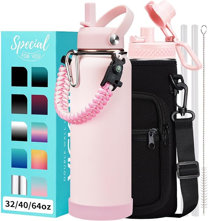 Pink 40 oz Insulated Water Bottle - by VICKNIY