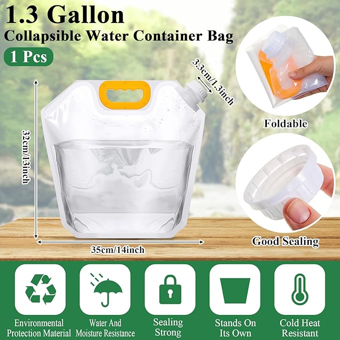 Tessco for you 1 Pcs 1.3 Gallon Collapsible Water Storage Bag Water Container - Image 2