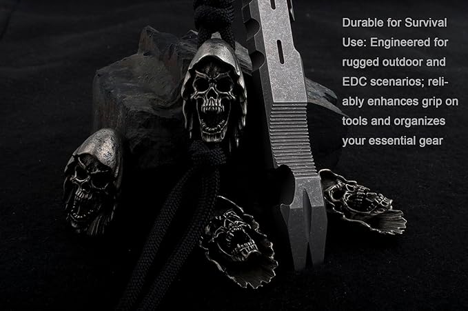 Skull Paracord Beads for DIY Craft Projects Knife Lanyards Keychains Zipper - Image 9