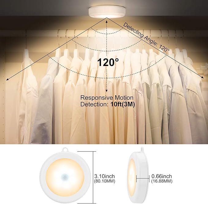 Mlambert 4 Pack Motion Sensor LED Night Light, Cordless Battery-Powered - Image 4