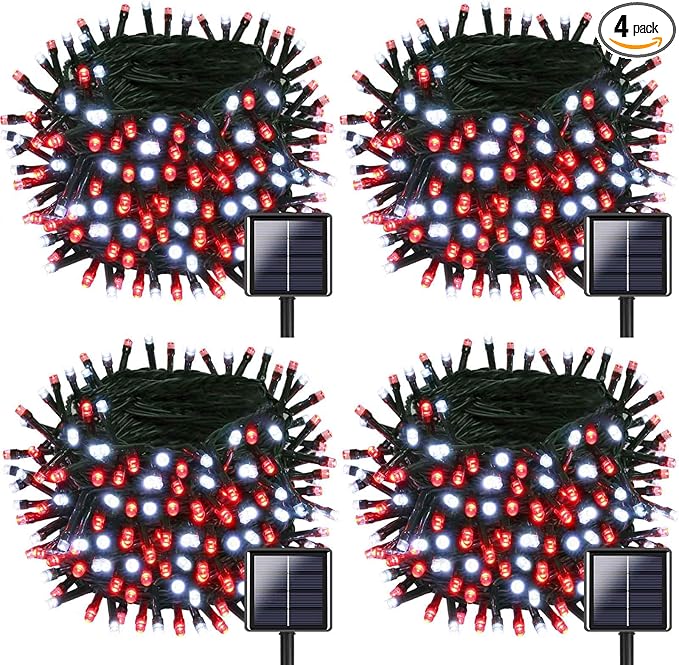 OZS 4 Pack 320LED Solar Christmas String Lights Outdoor, Waterproof 8 Modes by OZS
