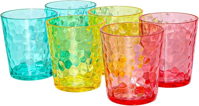 BPA-Free Plastic Tumblers 6 Pack | Reusable Dishwasher Safe | Stackable by AKMQYM