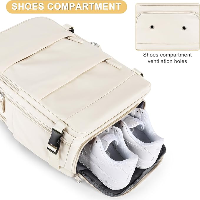 Beige Large Travel Backpack For Women Men Airline Approved Personal Item - Image 5