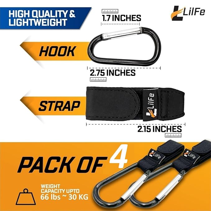 4 Pcs Baby Stroller Hooks for Hanging | Multipurpose Stroller Straps - Image 4