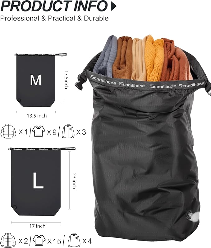 Travel Laundry Bag, Pump-Free Vacuum Compression Dirty Clothes Bag, Small - Image 2