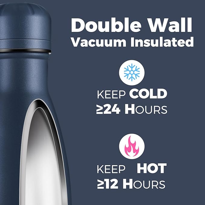 Volhoply 17oz Insulated Stainless Steel Water Bottle, Double Wall Vacuum Flask - Image 3