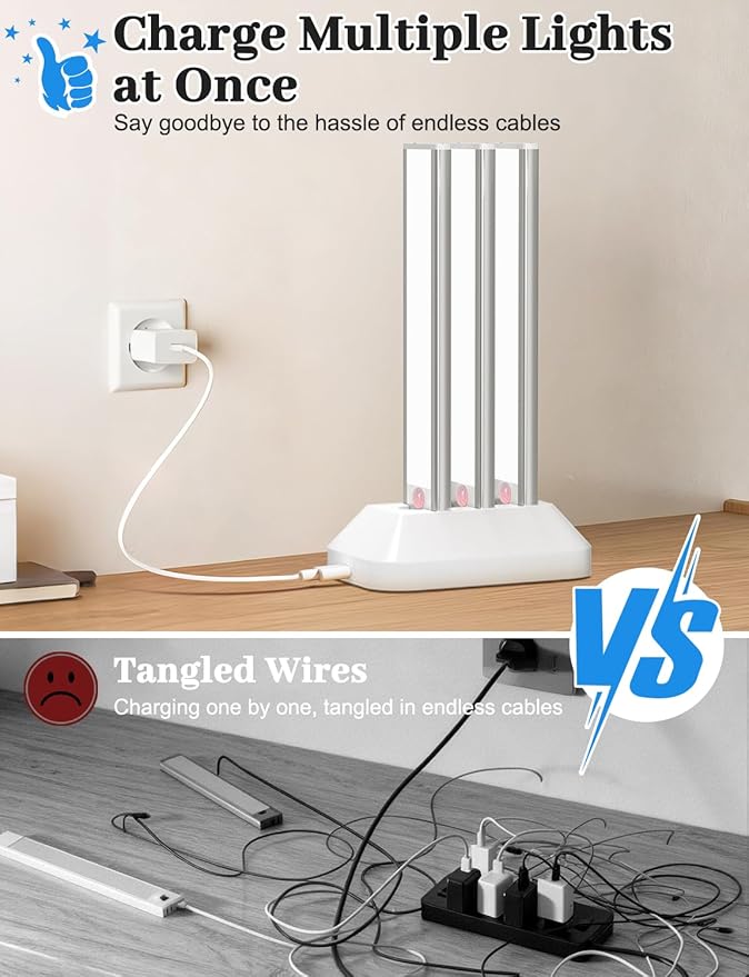 Under Cabinet Lighting with Charging Station, 2000mAh Rechargeable Motion - Image 2