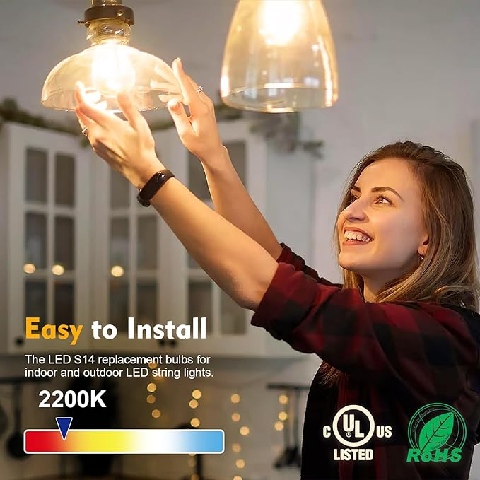 GvvooHome 24 Pack LED S14 Replacement Light Bulbs, Waterproof 1W Vintage Edison - Image 4