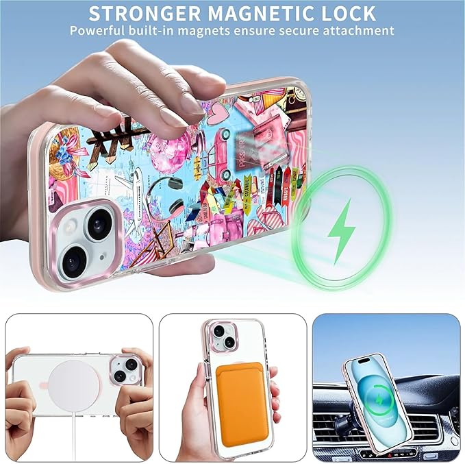 Case for iPhone 15, Cover Holiday Trip World Map Phone Case Design，for Women - Image 3