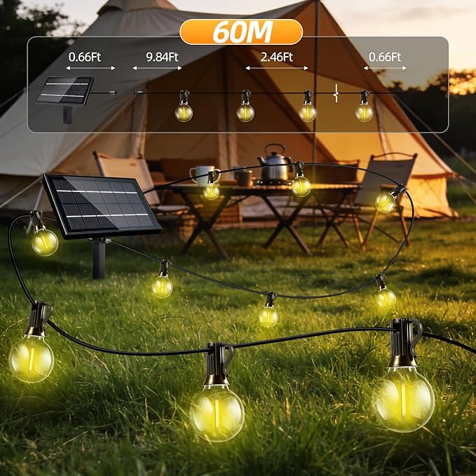 150FT Solar Lights Outdoor Waterproof: G40 45M Shatterproof Bulbs Patio Lights - Image 6