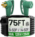 POWGRN NEMA 14-50P to NEMA 14-50R 50 Amp RV/EV Extension Cord 75 FT Outdoor by POWGRN