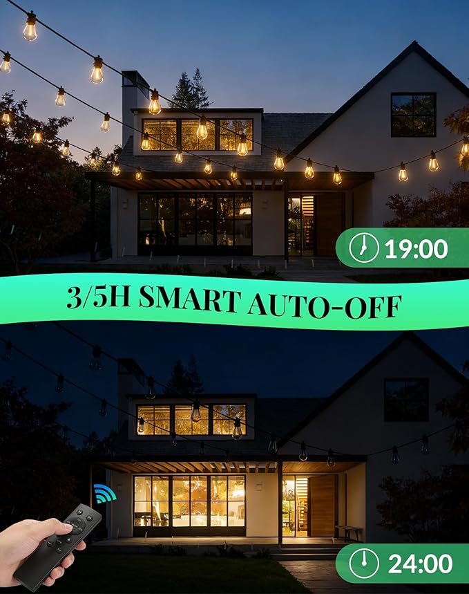 Outdoor String Lights LED Patio-Light - 100Ft Outside Waterproof Dimmable Porch - Image 5
