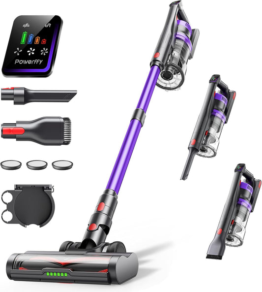 Cordless Vacuum Cleaner, 600W 50Kpa Stick Vacuum Cleaner with 65mins Rechargeable Battery, Anti-Tangle Brush, Build-in Aromatherapy, Handheld Vacuum Cleaners for Home/Pet Hair/Carpets/Floors