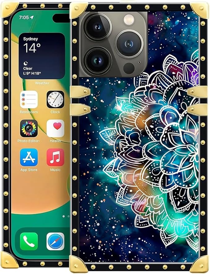 Compatible with iPhone 14 Pro Max Case, Starry Sky Colourful Mandala Luxury by Unknown