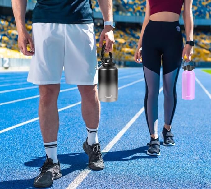 Water Bottle Insulated 32oz 40oz 64oz 128oz Straw Lid Spout Lid & 3 Lids - Image 7