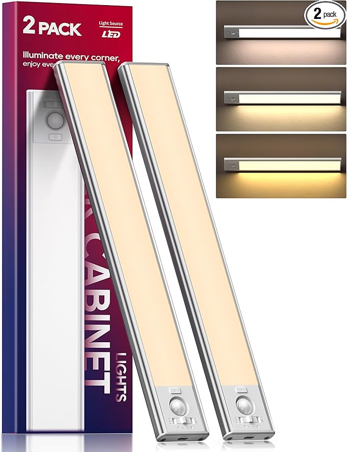 Under Cabinet Lighting, 2 Pack 13 Inch 3 Color Temperatures Motion Sensor Light by DiDiskyCabinetLights