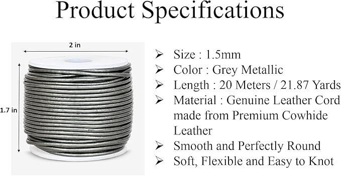GENIQUE Real/Genuine Round Leather String Cord - Image 3