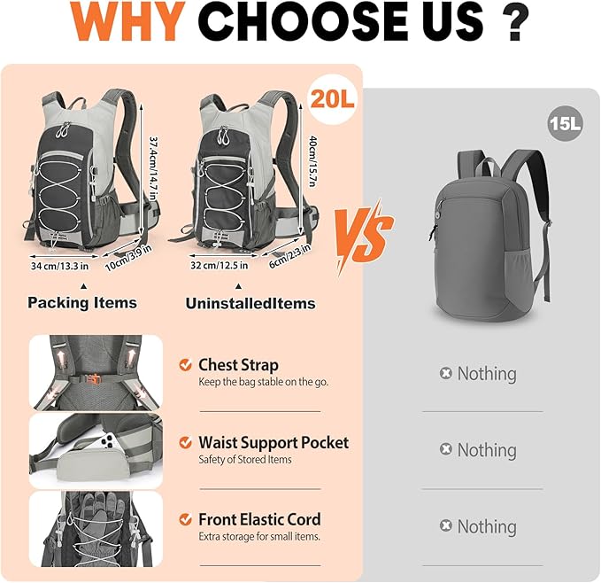 25L Hiking Backpack with Rain Cover Lightweight Hiking Daypack - Image 5