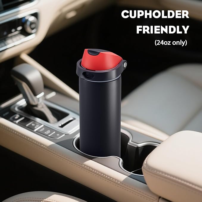 POWCAN 24 oz Stainless Steel Water Bottle: 2-in-1 Push-Button Spout & - Image 5
