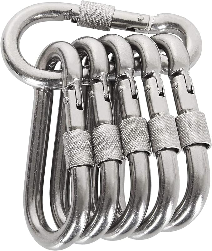 Locking Carabiner Clips, Stainless Steel Spring Snap Hook Locking Carabiner by Acquwistach