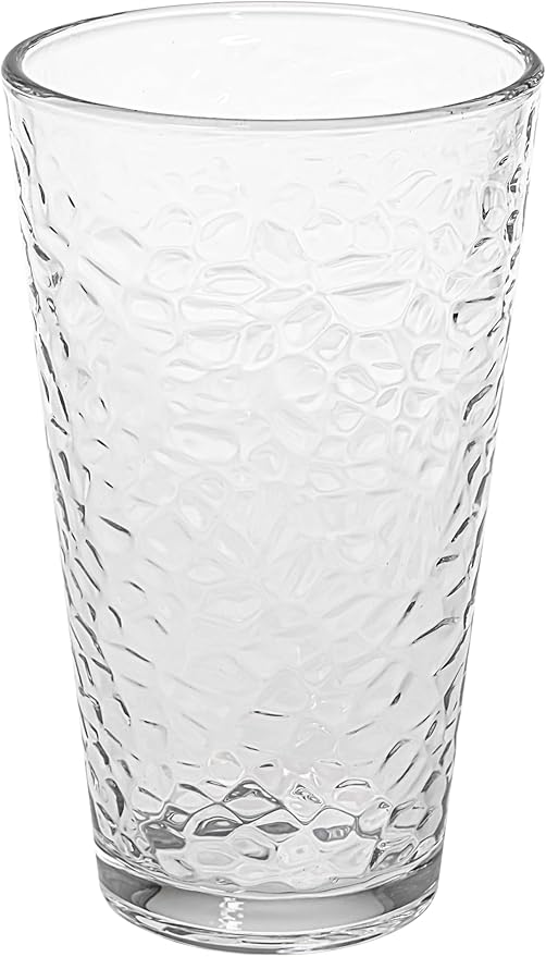 Set of 10 Hammered Glass Cups, 16oz. Dishwasher Safe Cocktail Drinking Glasses - Image 8