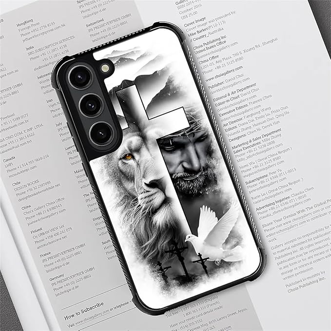 for Samsung Galaxy S23 Plus Case, Lion Cross Jesus Christ Dove Pattern Graphic - Image 3
