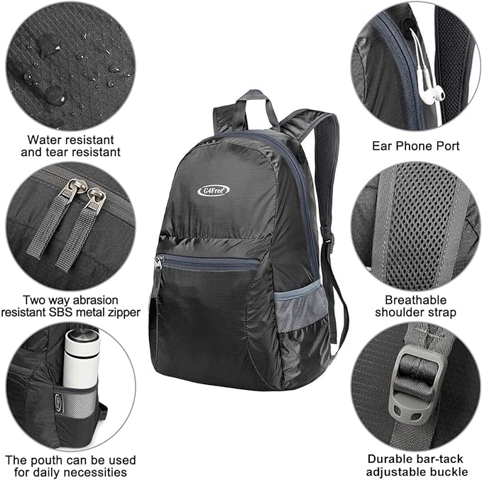 G4Free 20L Lightweight Packable Backpack Travel Hiking Daypack Foldable Backpack - Image 5