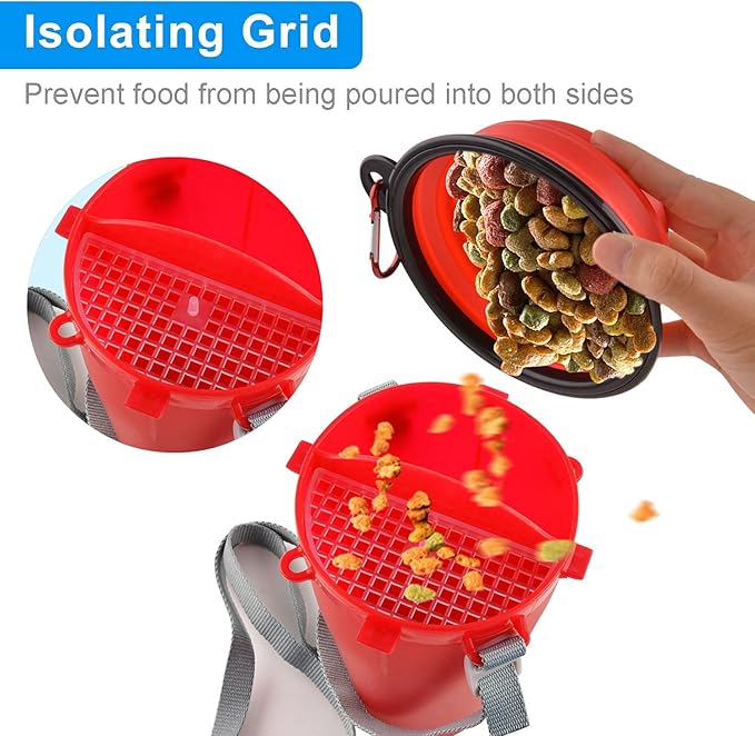 Dog Travel Water Bottle Collapsible Bowls, 2 in 1 Pet Food Container - Image 4
