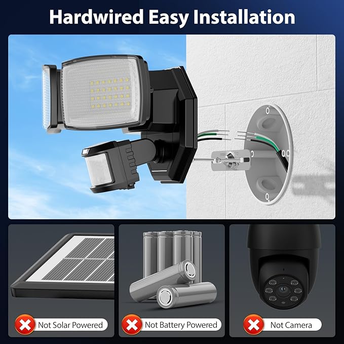 Onforu 32W 2 Head Motion Sensor Outdoor Lights, 3200LM 6500K Hardwired LED - Image 2
