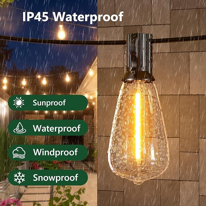 25FT Outdoor String Lights, Waterproof Patio Lights - Image 2