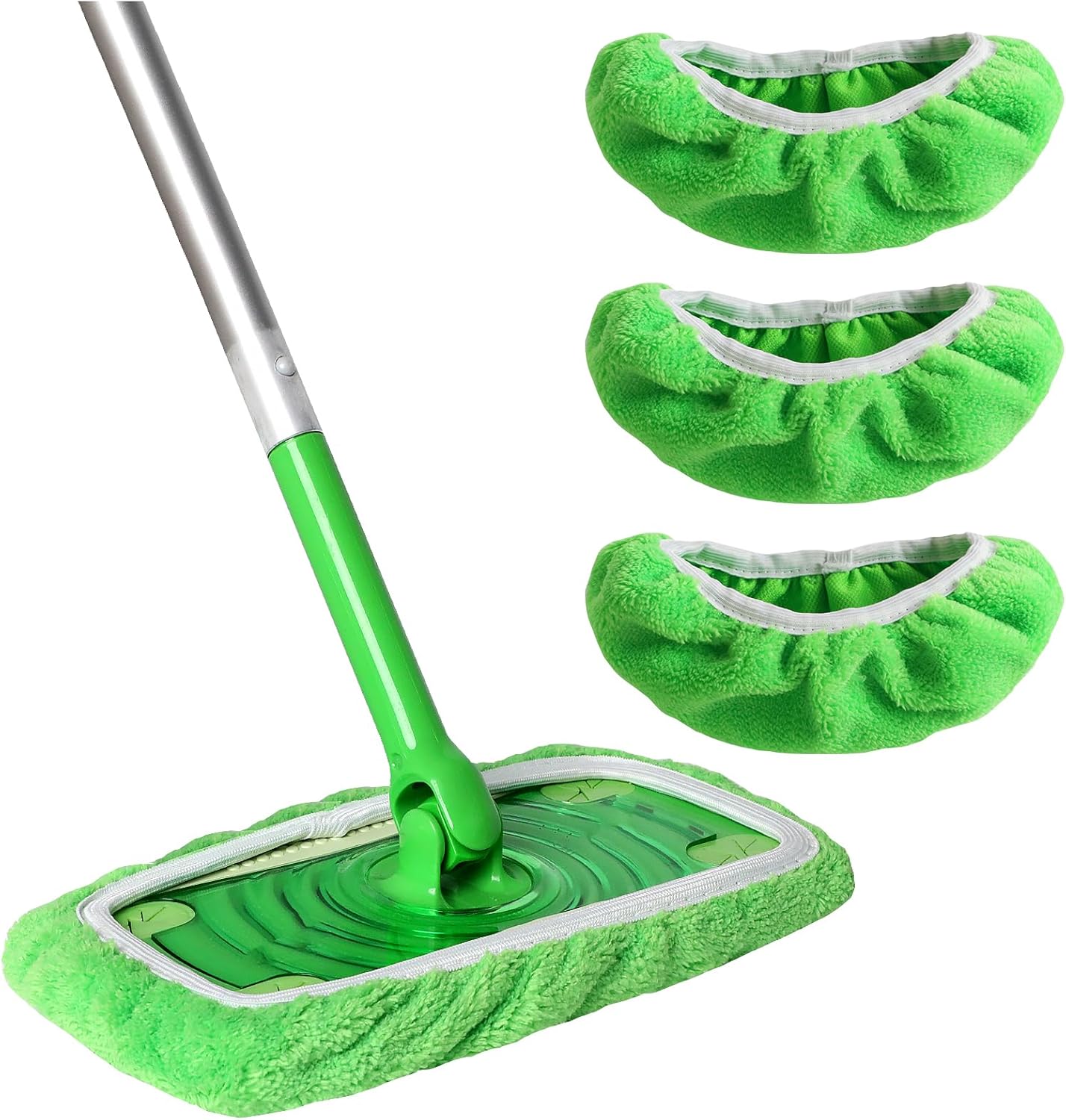 3 Pack Reusable 100% Coral Fleece Mop Pads Compatible with Swiffer Sweeper, Wet and Dry Flat mop Cover, Washable Pads Refills for Hardwood/Surface Floor Cleaning (Mop is Not Included)