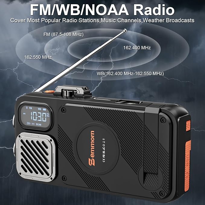 Emergency Radio&22000mAh Solar Power Bank, FM NOAA Weather Radio, Portable Hand - Image 2