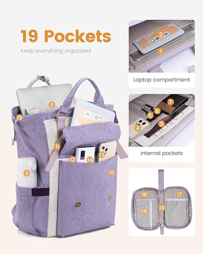 LOVEVOOK 17 Inch Backpack for Women, Laptop Bag Teacher Nurse Work Bags - Image 3