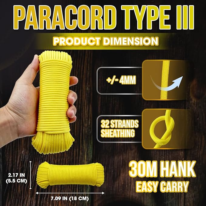High Tensile Paracord Type III Parachute Cord Reflective Paracord Rope Tactical - Image 3