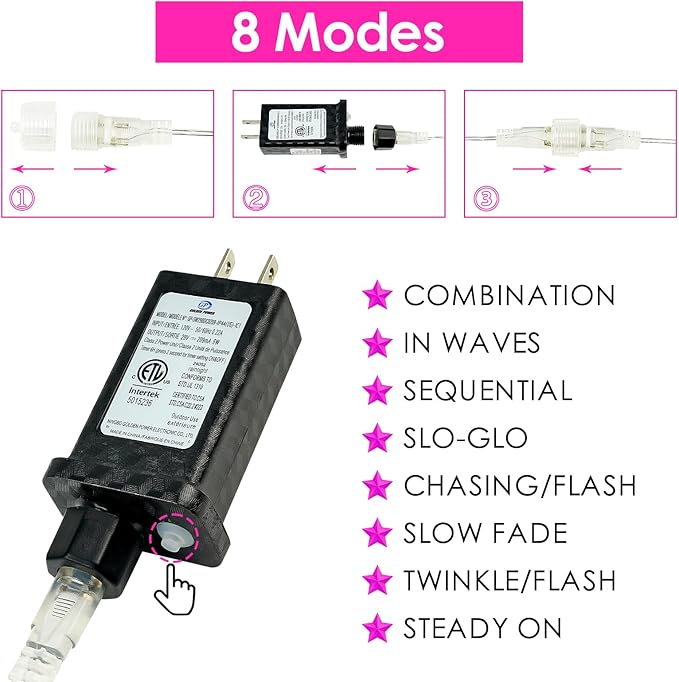 KAQ Connectable 240LED Pink String Lights Outdoor/Indoor, Extendable Plug in - Image 9