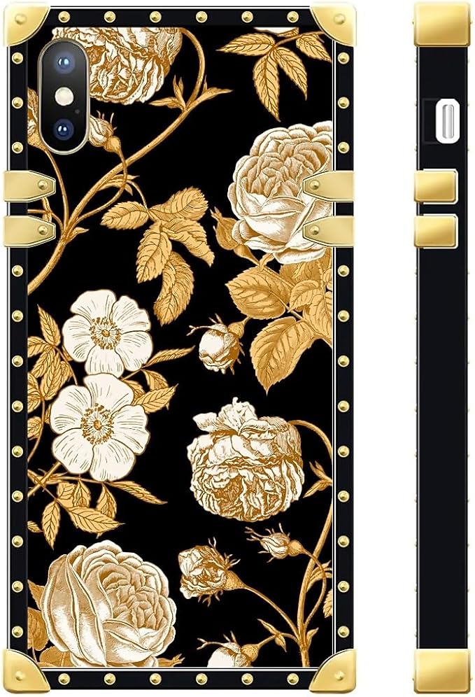 Compatible with iPhone XR Case, Blooming Rose Golden Flower Luxury Golden - Image 3