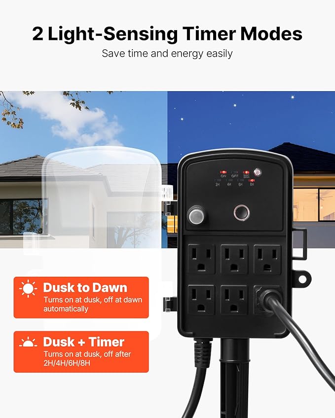 VEVOR Outdoor Power Stake Timer, 50FT Extension Cord, Remote Control Outdoor - Image 3