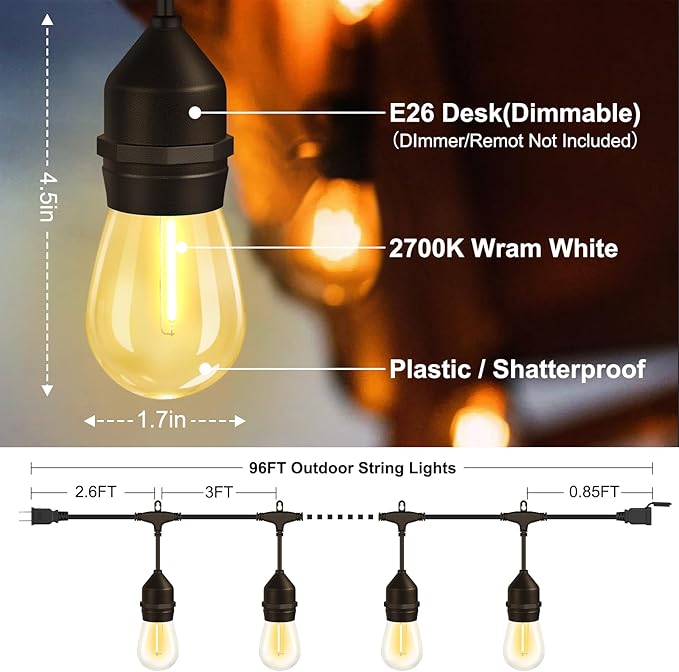 100FT LED Outdoor String Lights - Image 7
