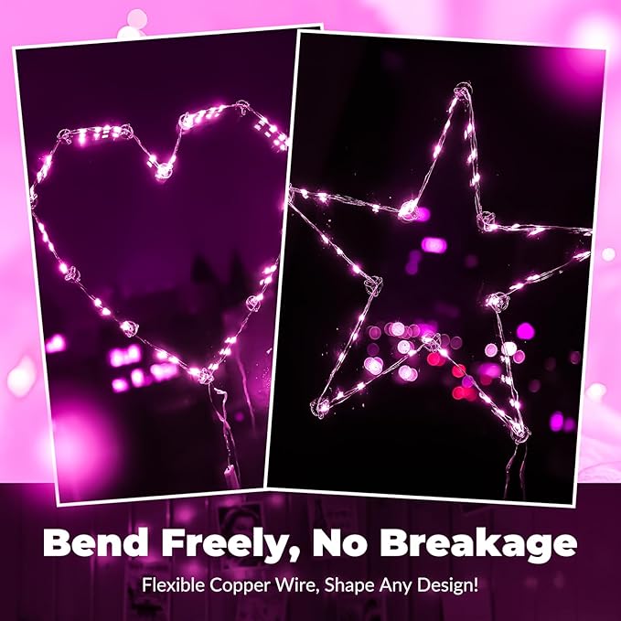 ZSJWL 30 Pack Pink Fairy Lights Battery Operated, 7Ft 20LED Mini String Light - Image 4